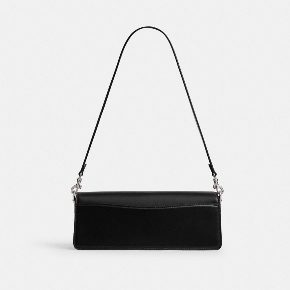 COACH®,Tabby Shoulder Bag 28 With Crystal,Leather,Suede,Shoulder Bag,Logo,Silver Metal,Day Party,Black,Back View