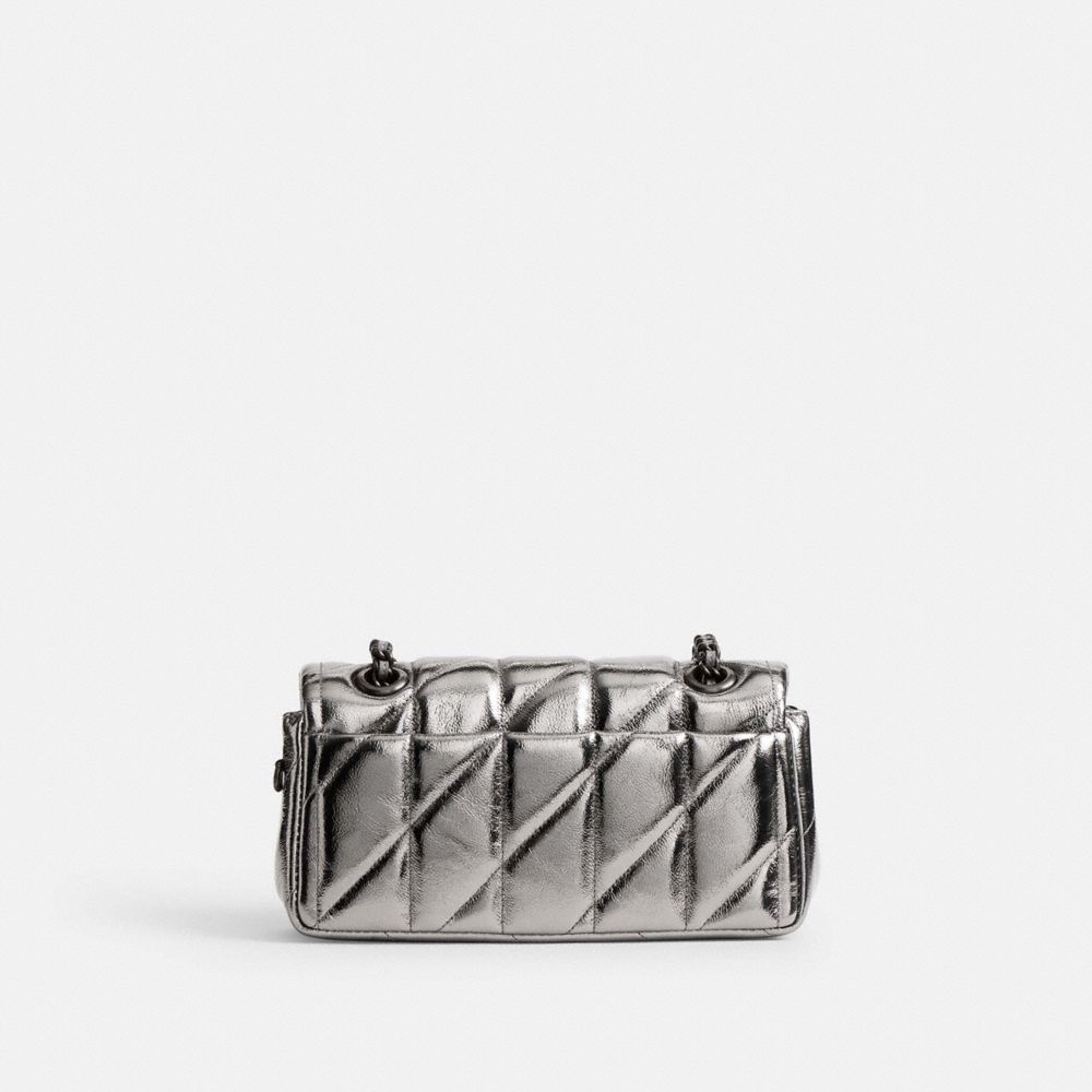 COACH®,Tabby Shoulder Bag 20 With Quilting,Leather,Shoulder Bag,Metal Material,Logo,Shoulder Guard,Silver Metal,Party,Multi Color,Back View