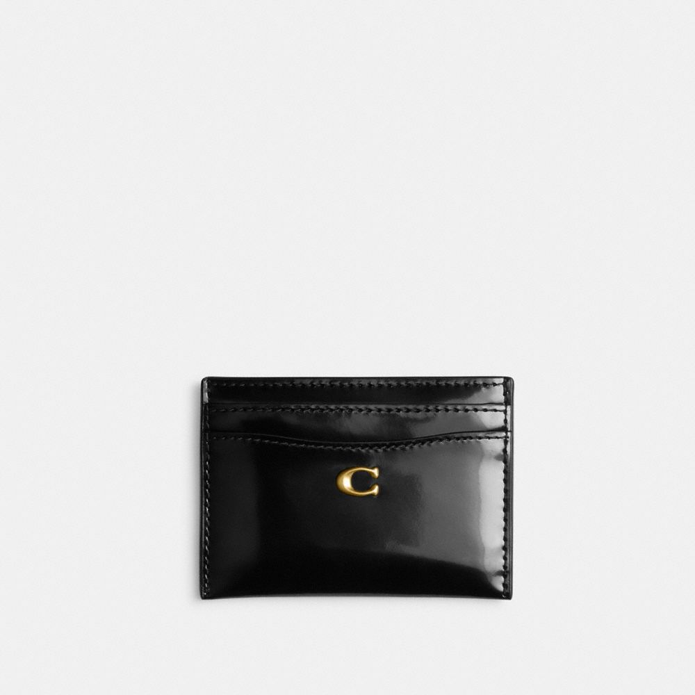 COACH®,Essential Card Case,Card Case,Metal,Logo,Casual,Black,Front View