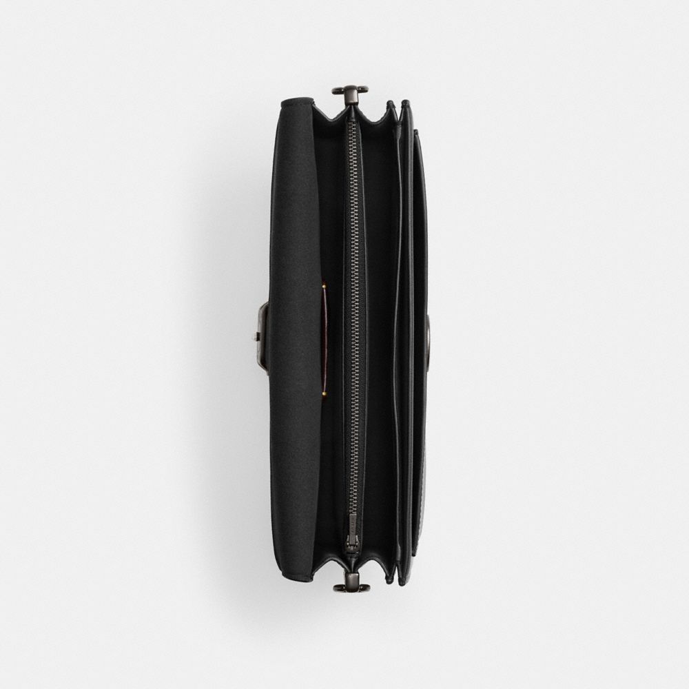 COACH®,Tabby Shoulder Bag 28,Calfskin Leather,Shoulder Bag,Rhinestones,Metal,Logo,Embossed,Color Metal,Day Party,Black,Inside View,Top View