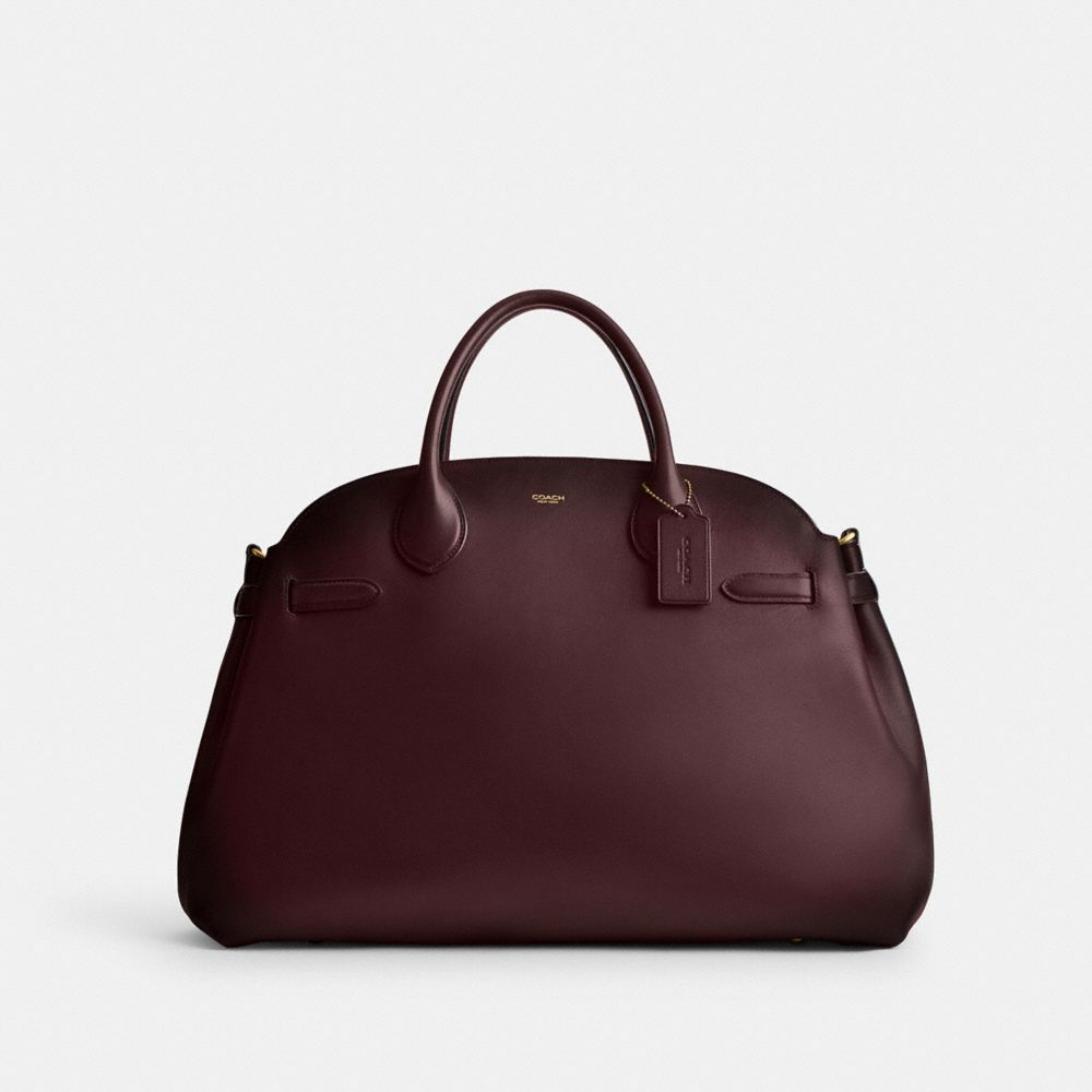 COACH®,Soft Empire Carryall Bag 48,Duffle Bag,Logo,Studded,Expandable,Maroon,Front View