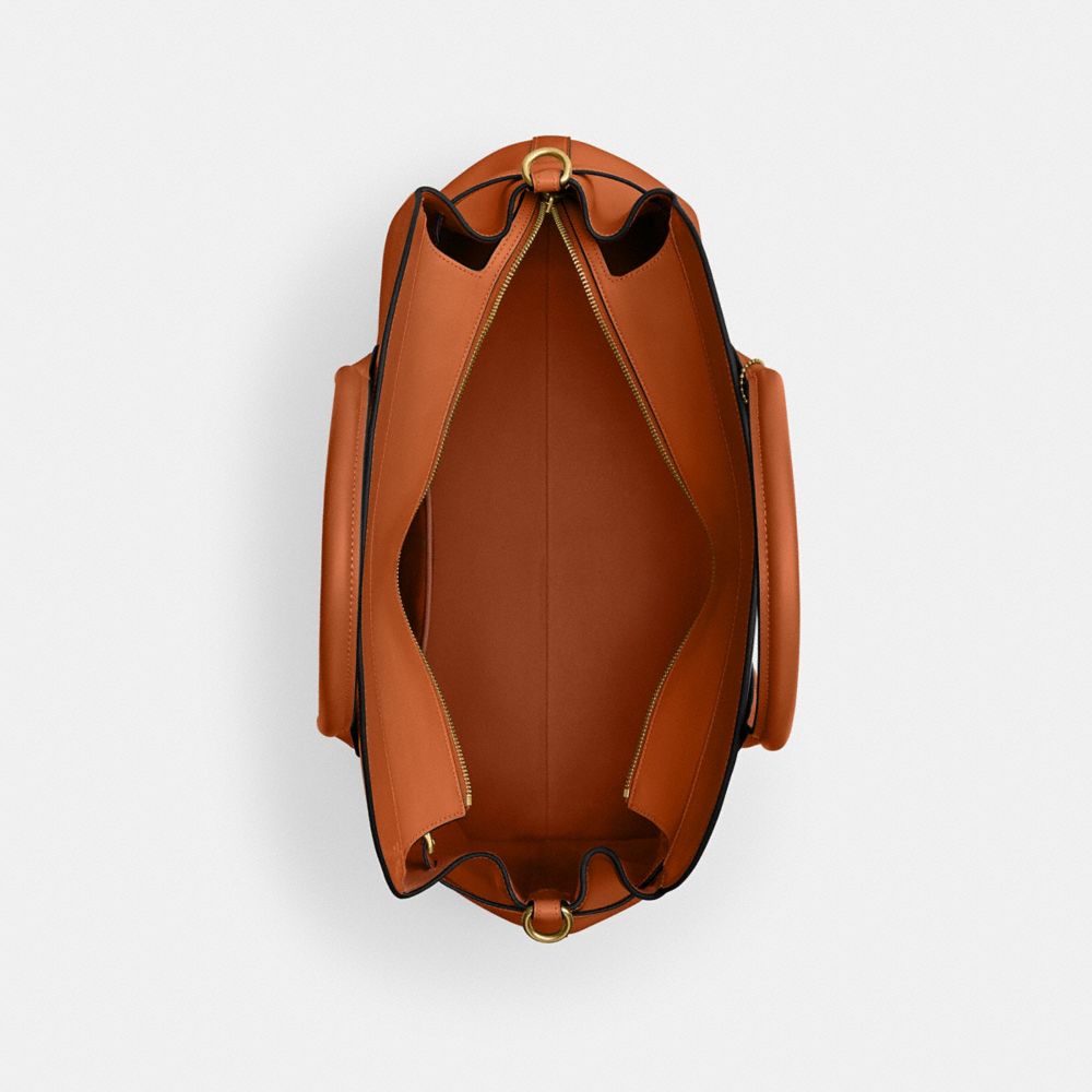 COACH®,CABAS SOFT EMPIRE 48,Cuir lisse,Laiton/Caramel anglais,Inside View,Top View