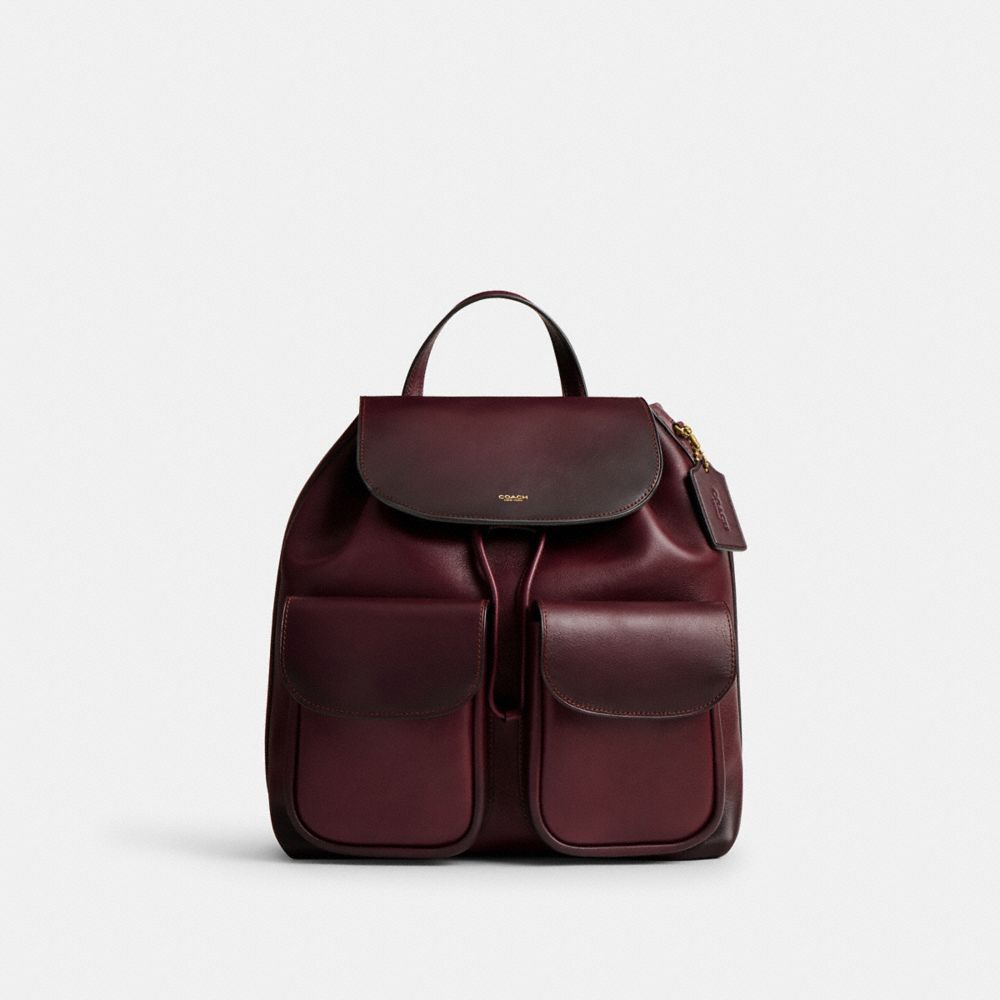 COACH®,Crosby Backpack 28,Backpack,Logo,Metal,Compact,Casual,Maroon,Front View image number 0