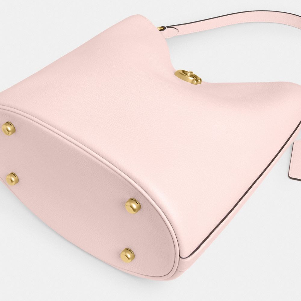 COACH®,Willow Soft Bucket Bag,Leather,Bucket,Logo,Metal,Brass,Casual,Pink,Outsole View