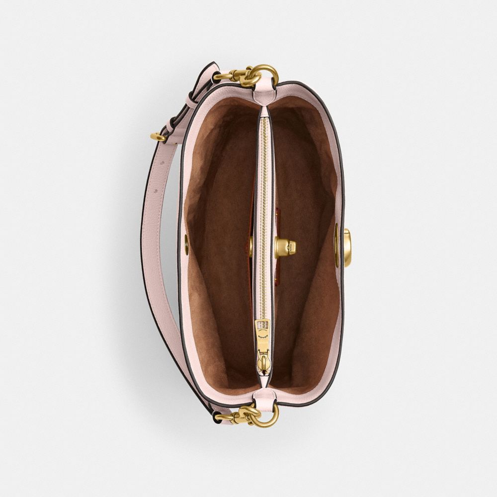COACH®,Willow Soft Bucket Bag,Leather,Bucket,Logo,Metal,Brass,Casual,Pink,Inside View,Top View