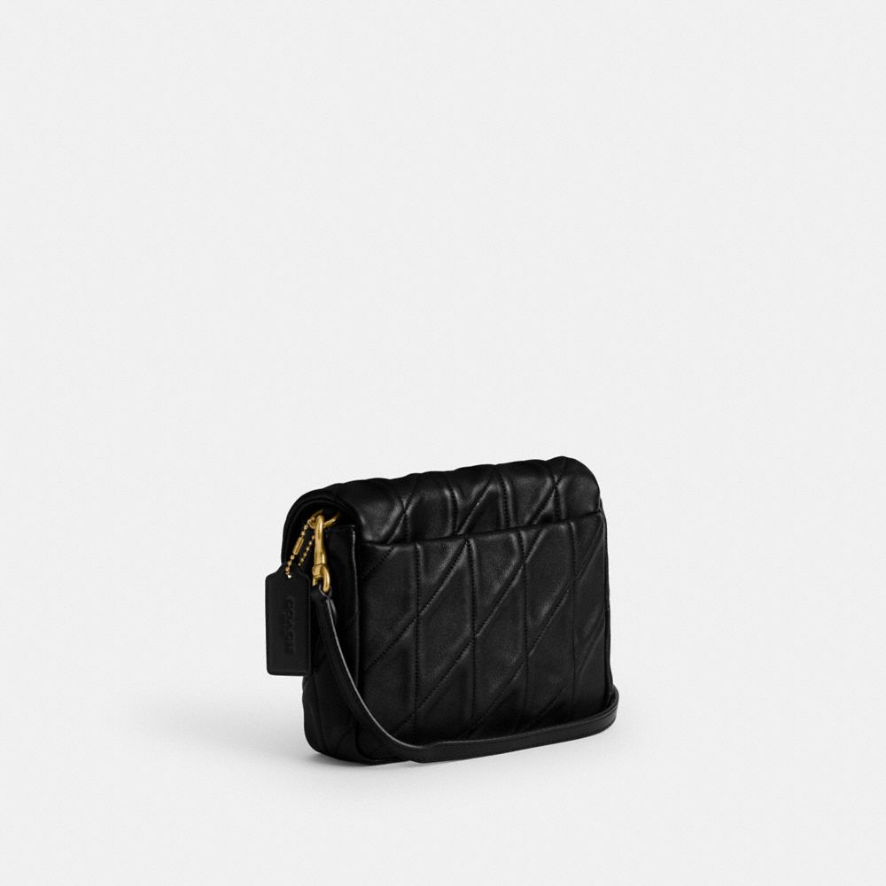 COACH®,Times Square Tabby Shoulder Bag 17 With Quilting,Shoulder Bag,Metal,Logo,Day Party,Black,Angle View