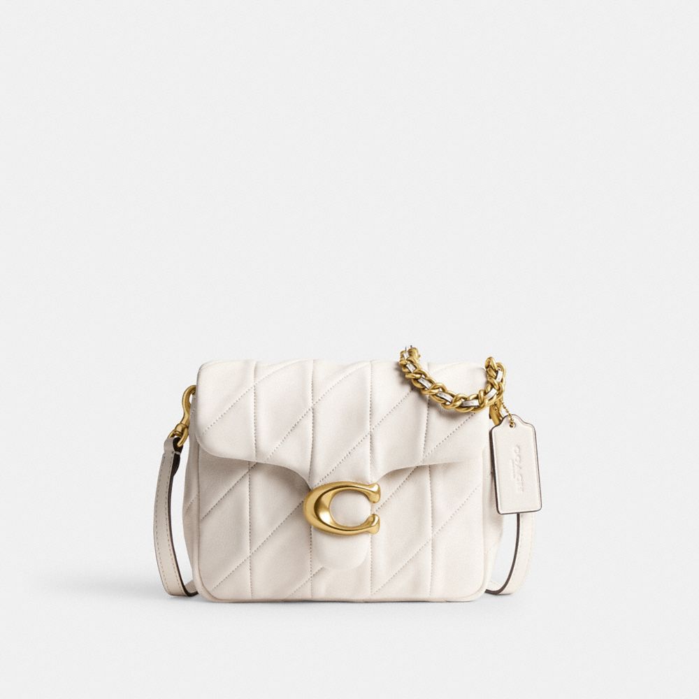 COACH®,Times Square Tabby Shoulder Bag 17 With Quilting,Shoulder Bag,Logo,Day Party,White,Front View