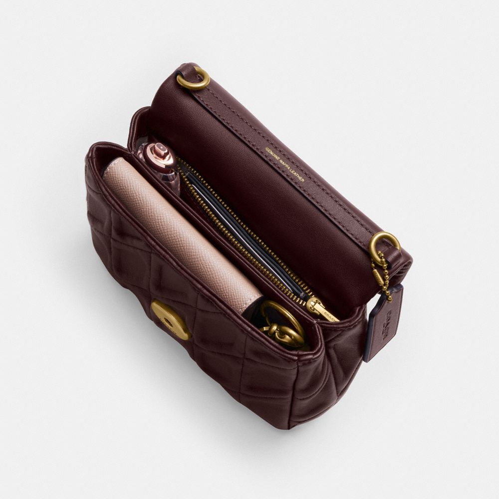 COACH®,Times Square Tabby Shoulder Bag 17 With Quilting,Shoulder Bag,Logo,Day Party,Brown,Inside View,Top View