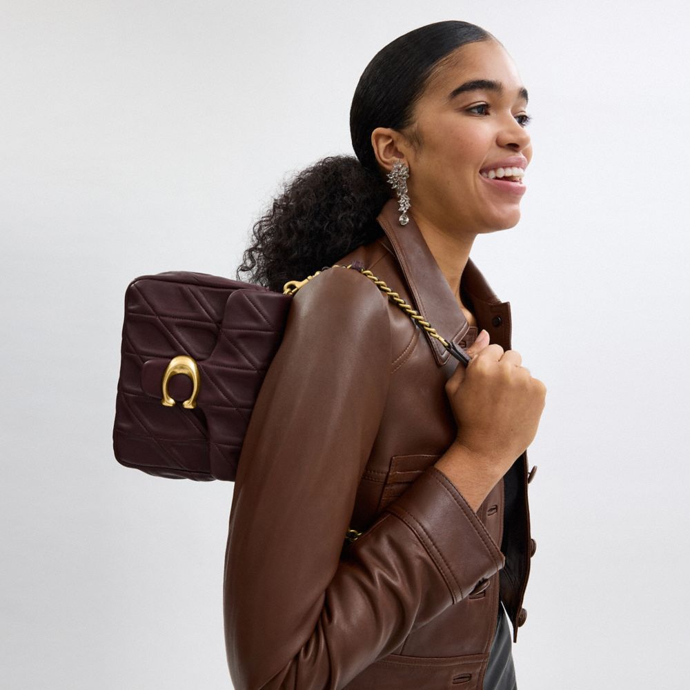 COACH®,Times Square Tabby Shoulder Bag 17 With Quilting,Shoulder Bag,Logo,Day Party,Brown,Detail View