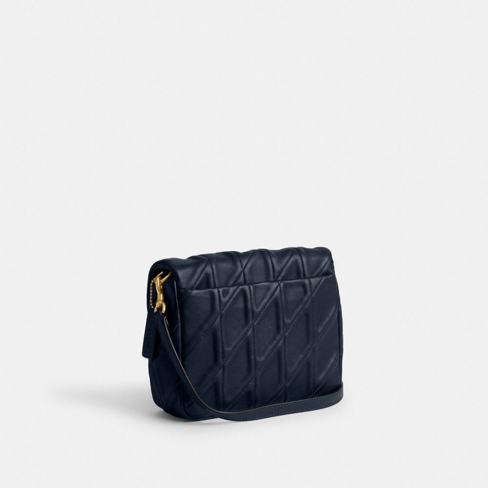 Coach Logo Shoulder Bag In Brass/dark Navy