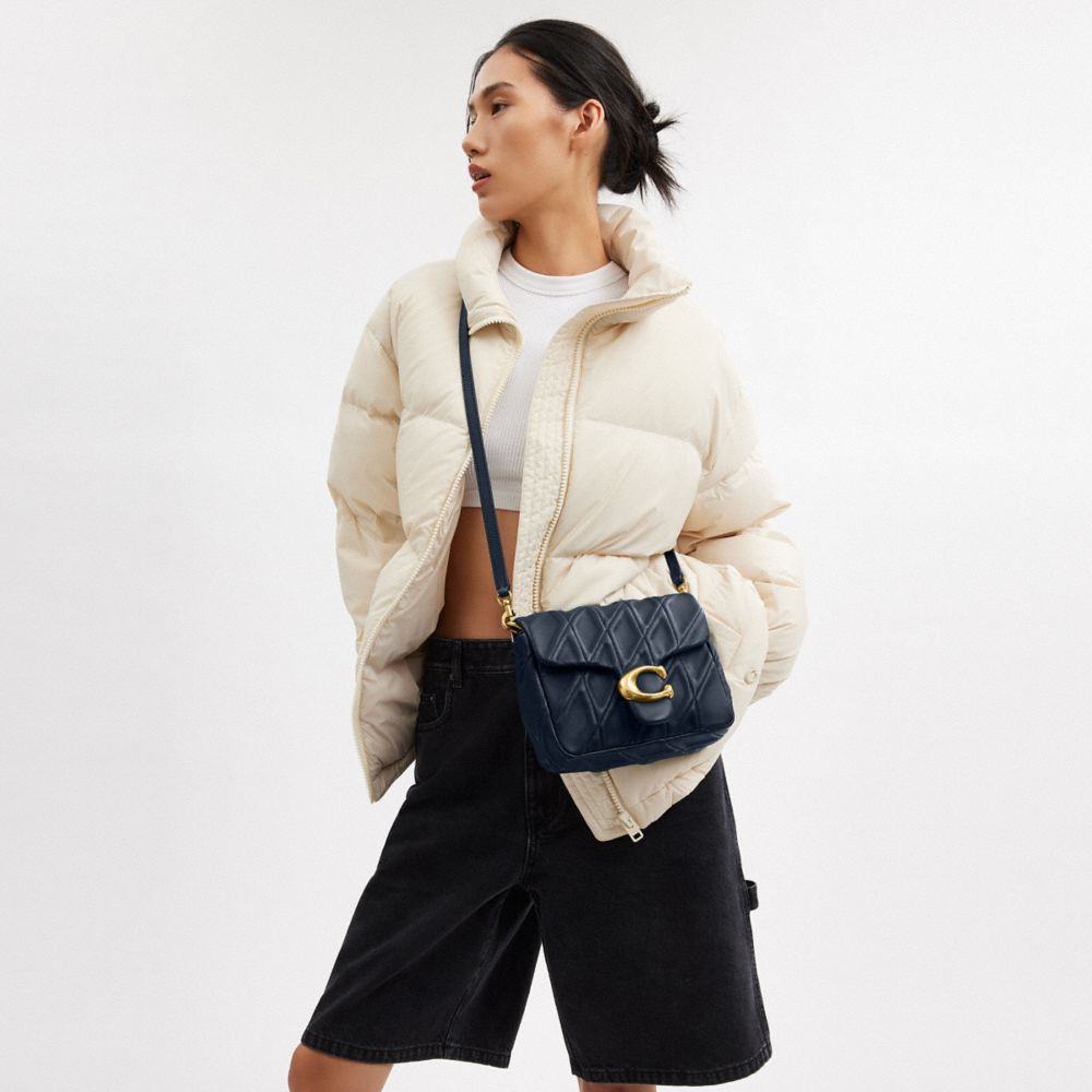 Coach Logo Shoulder Bag In Brass/dark Navy