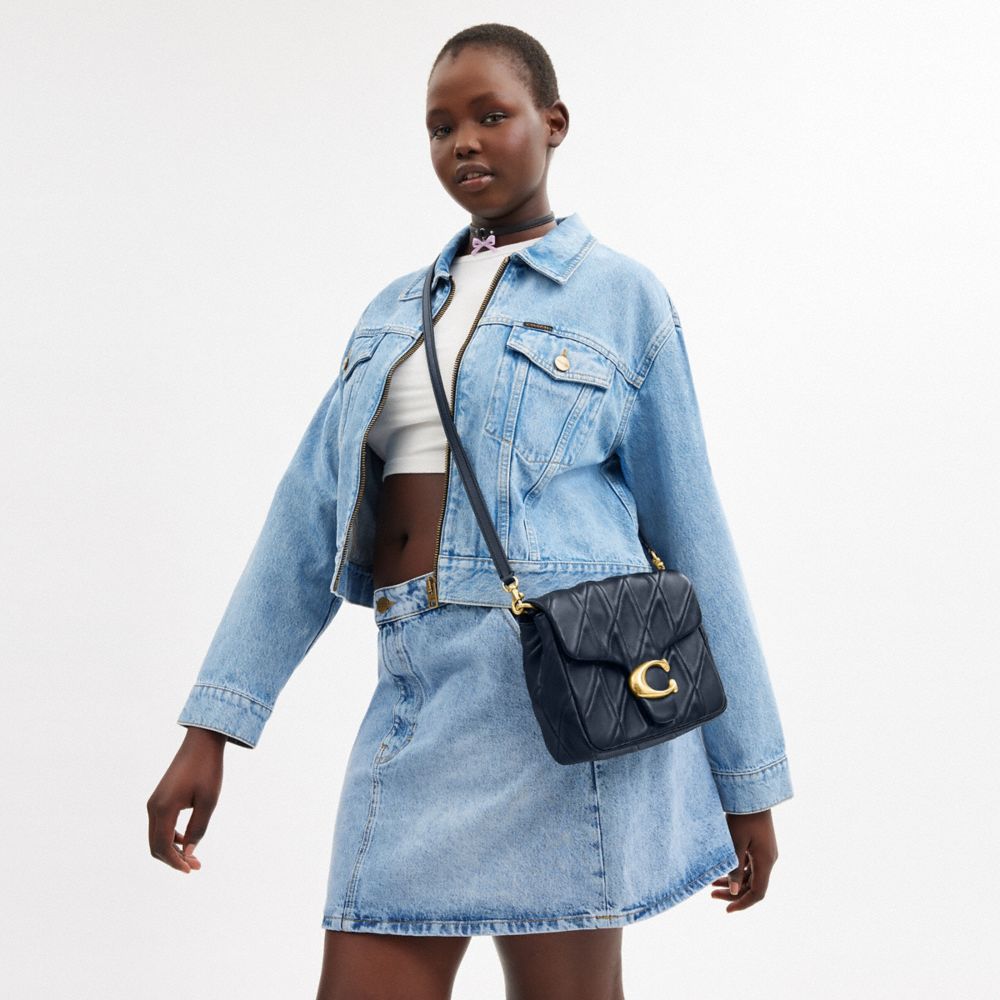 Coach Logo Shoulder Bag In Brass/dark Navy