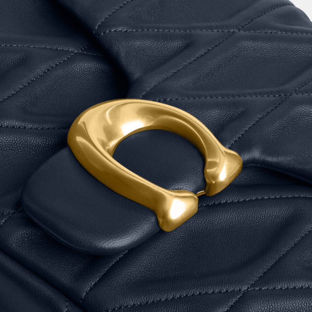 Coach Logo Shoulder Bag In Brass/dark Navy