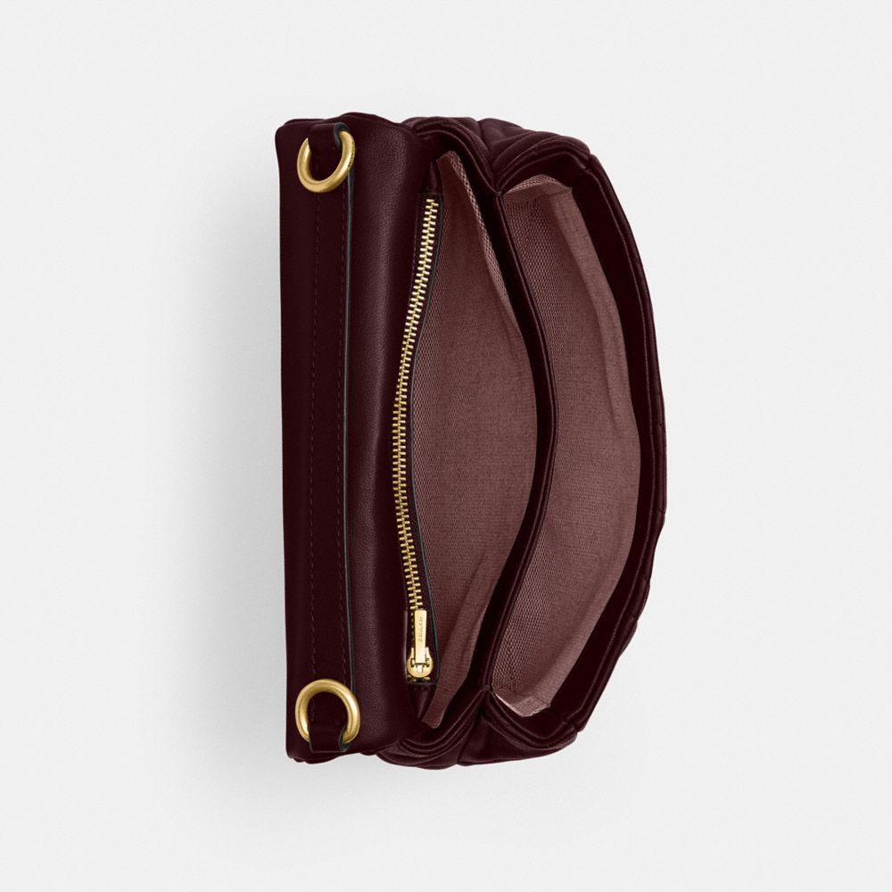 COACH®,Times Square Tabby Shoulder Bag With Quilting,Shoulder Bag,Logo,Metal,Day Party,Maroon,Inside View,Top View