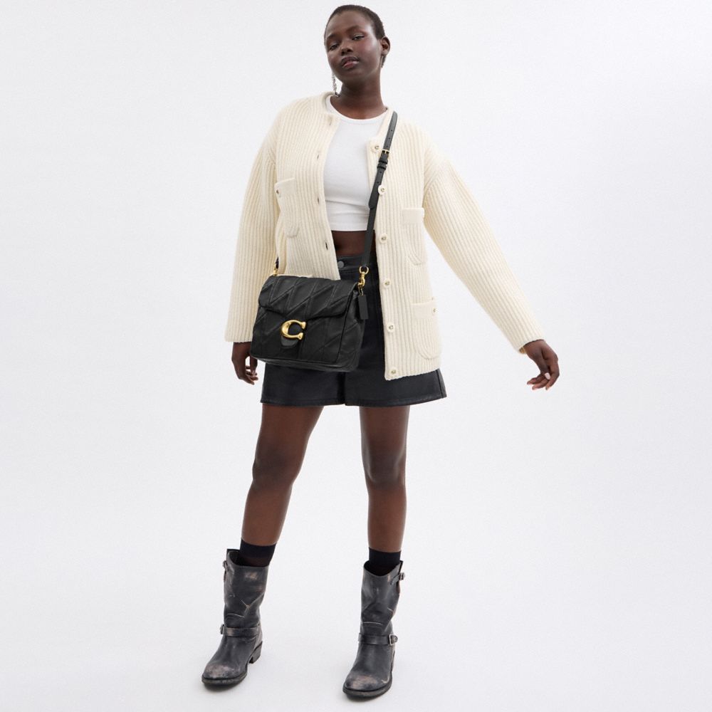 COACH®,Times Square Tabby Shoulder Bag 26 With Quilting,Crossbody,Metal,Logo,Compact,Day Party,Black