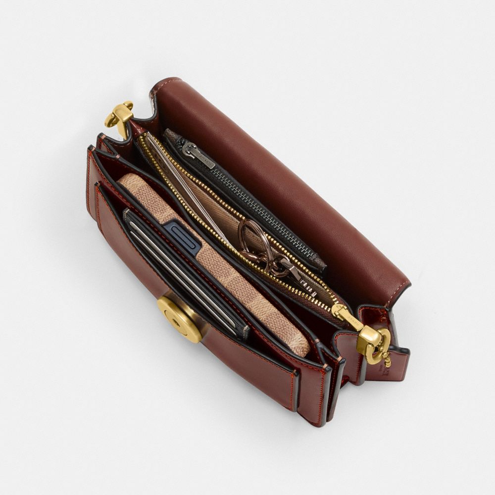 COACH®,Tabby Shoulder Bag 20,Shoulder Bag,Embossed,Metal,Logo,Day Party,Brown,Inside View, Top View