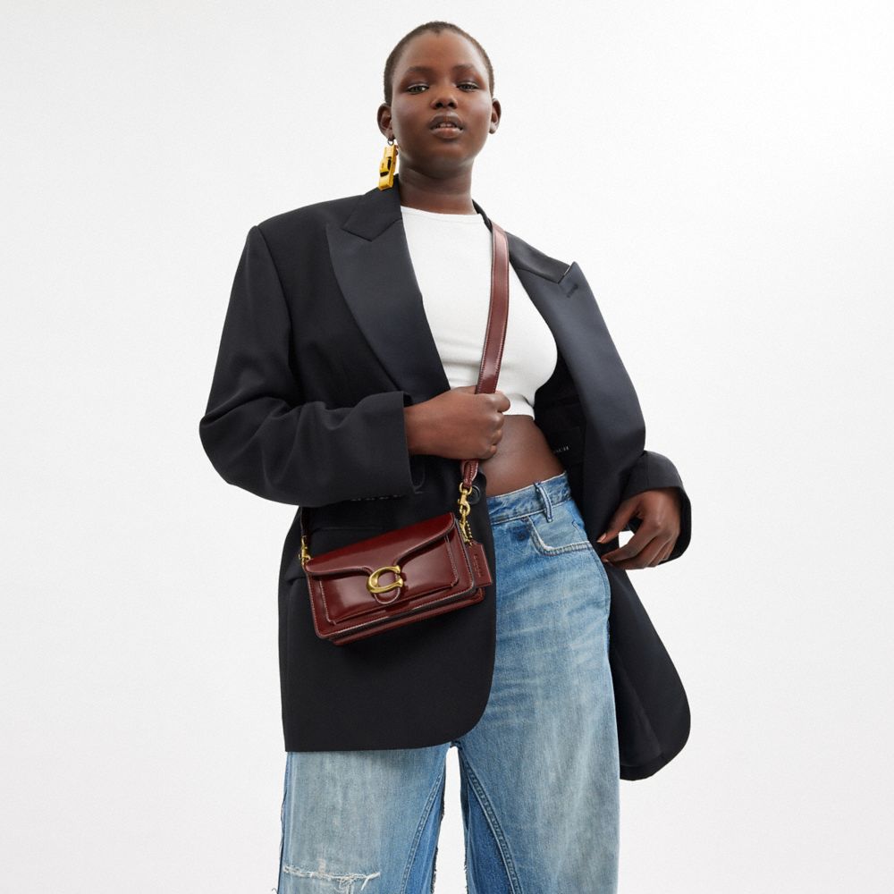 COACH®,Tabby Shoulder Bag 20,Shoulder Bag,Embossed,Metal,Logo,Day Party,Brown