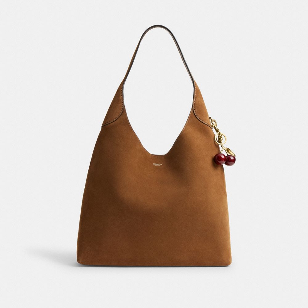 COACH®,Brooklyn Shoulder Bag 39,Hobo,Logo,Casual,Brown,Angle View