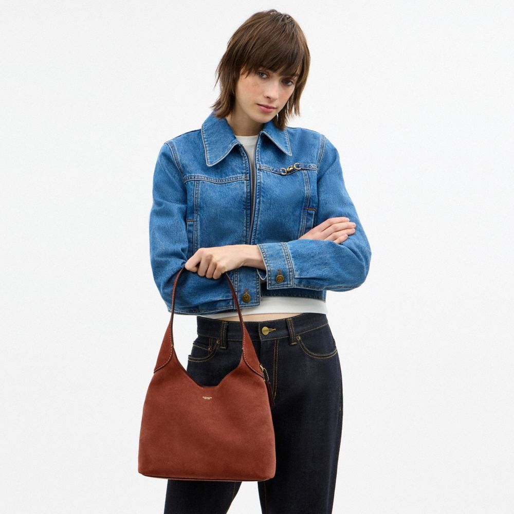 COACH®,SAC ÉPAULE BROOKLYN 28,Daim,B4/Argile,Detail View