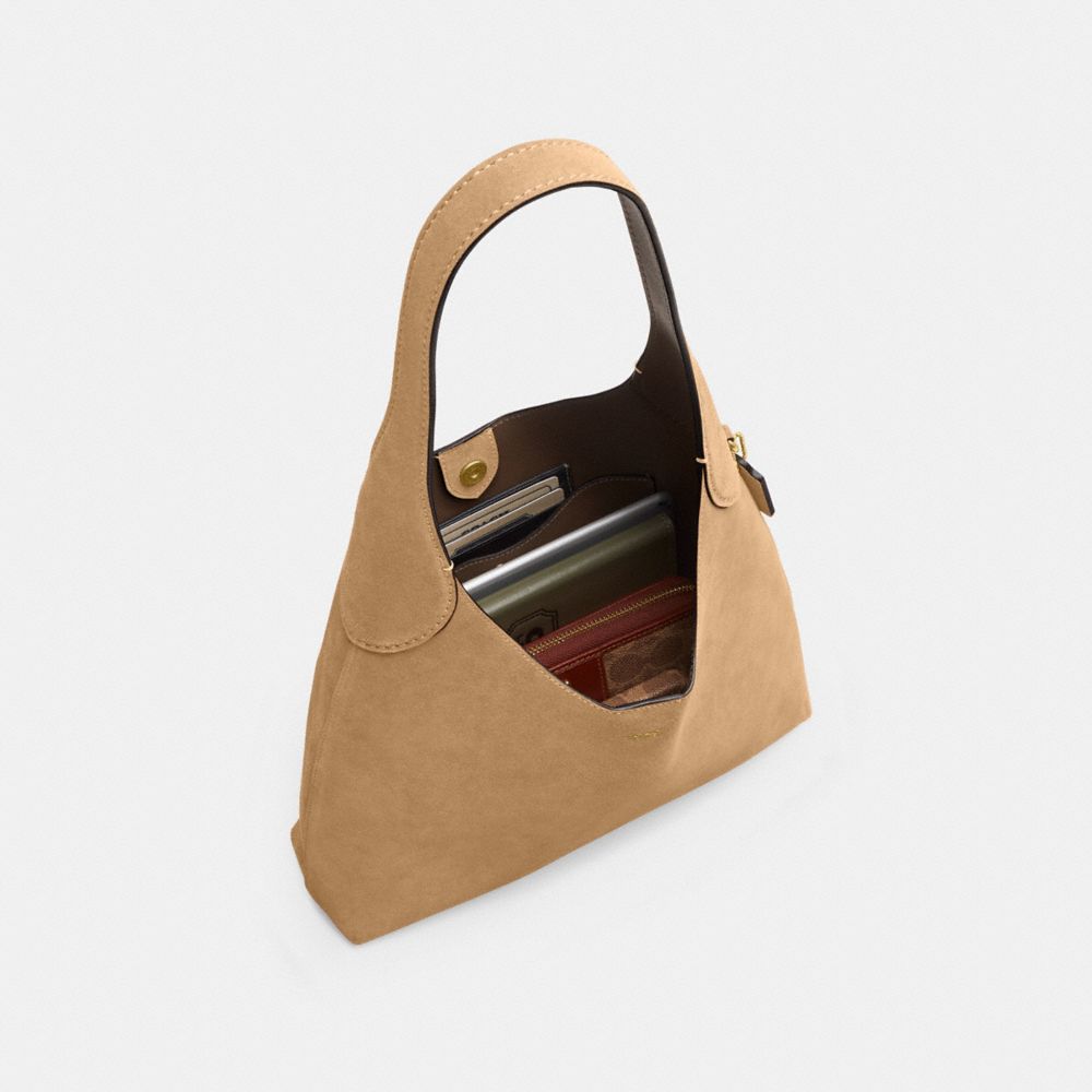 COACH®,Brooklyn Shoulder Bag 28,Hobo,Logo,Metal,Casual,Beige,Inside View,Top View