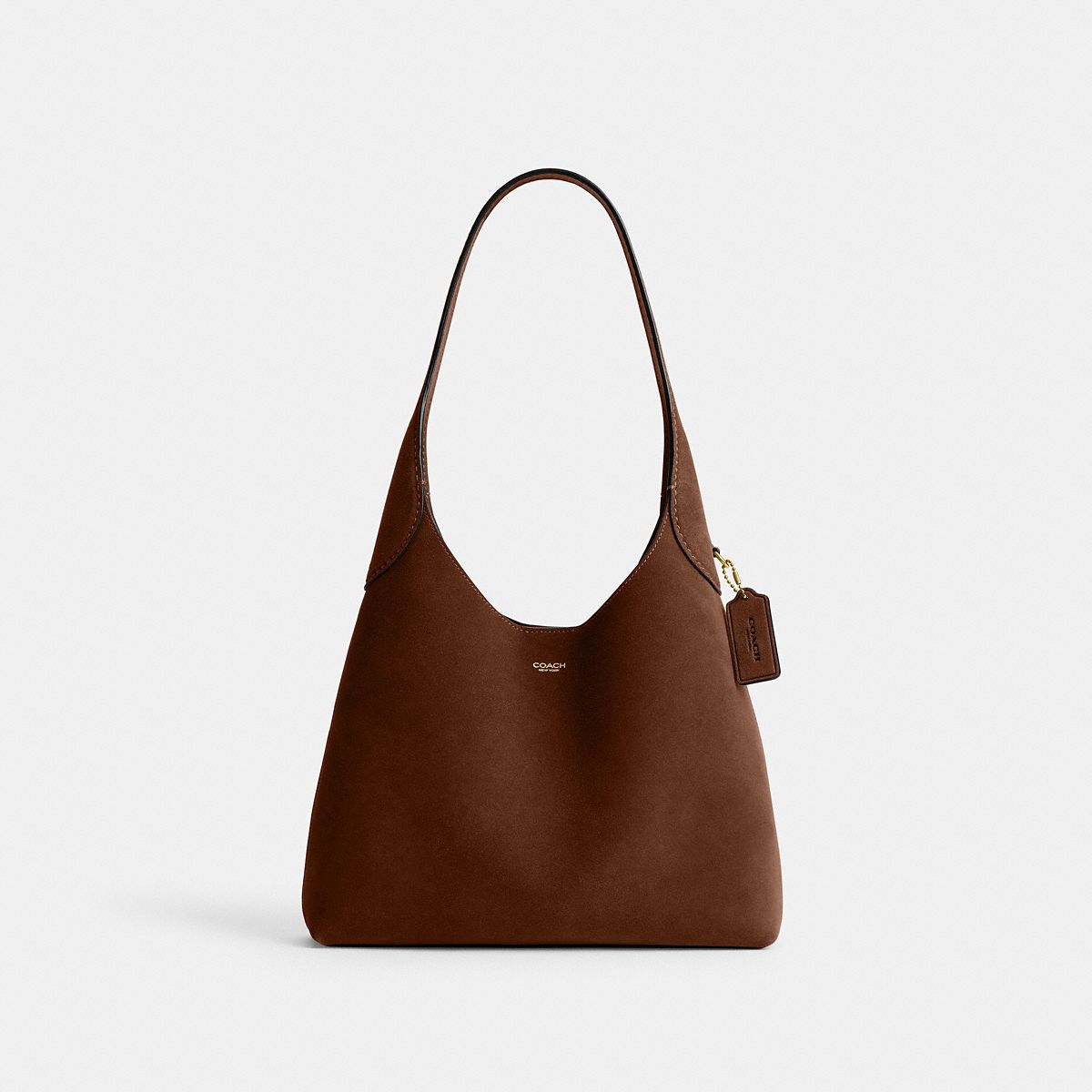 Coach Brooklyn 28 warm brown suede shoulder bag