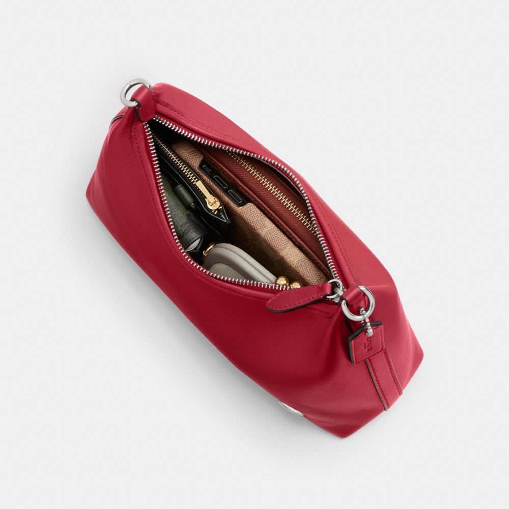 COACH®,Juliet Shoulder Bag 25,Leather,Hobo,Metal,Logo,Chain Detail,Lined,Compact,Gold Metal,Casual,Day Party,Maroon,Inside View,Top View