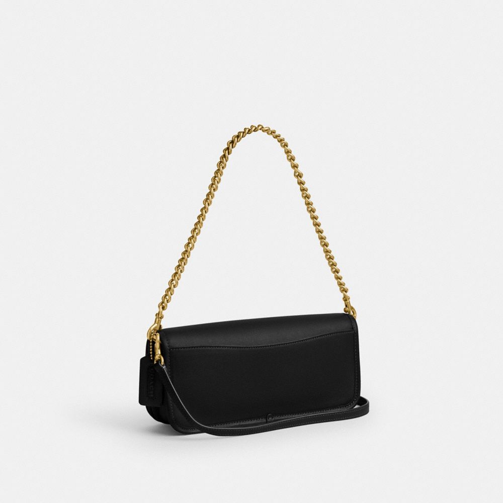 COACH®,Dinky Bag,Leather,Shoulder Bag,Logo,Pen Holder,Gold Metal,Casual,Day Party,Black,Angle View