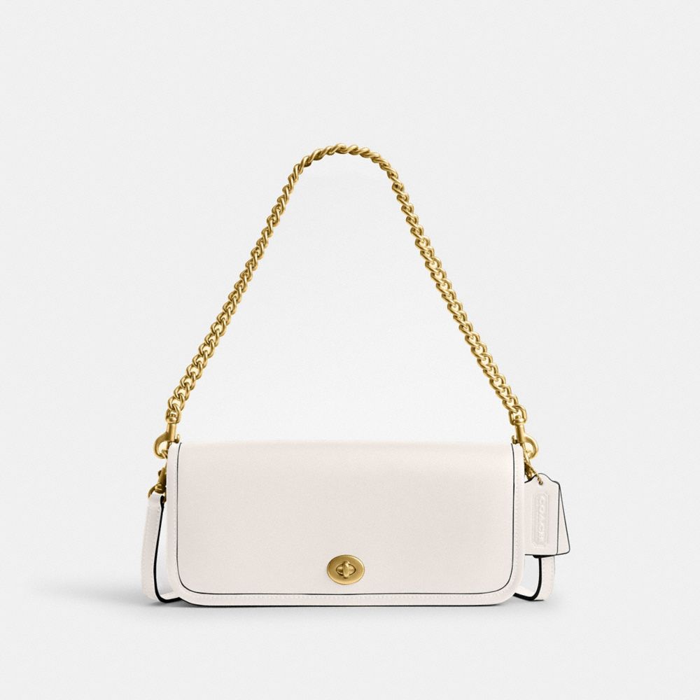 COACH®,Dinky Bag,Leather,Shoulder Bag,Logo,Pen Holder,Gold Metal,Casual,Day Party,White,Front View image number 0