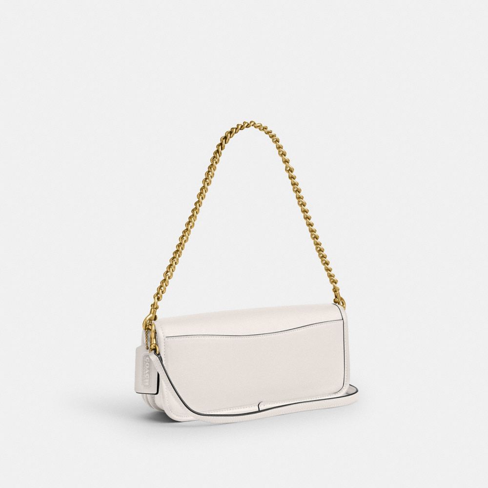 COACH®,Dinky Bag,Leather,Shoulder Bag,Logo,Pen Holder,Gold Metal,Casual,Day Party,White,Angle View