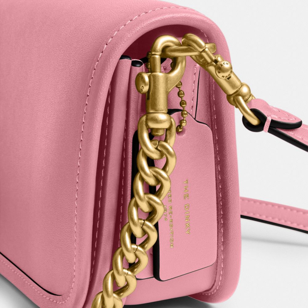 COACH®,Dinky Bag,Leather,Shoulder Bag,Logo,Embossed,Pen Holder,Gold Metal,Casual,Pink,Closer View