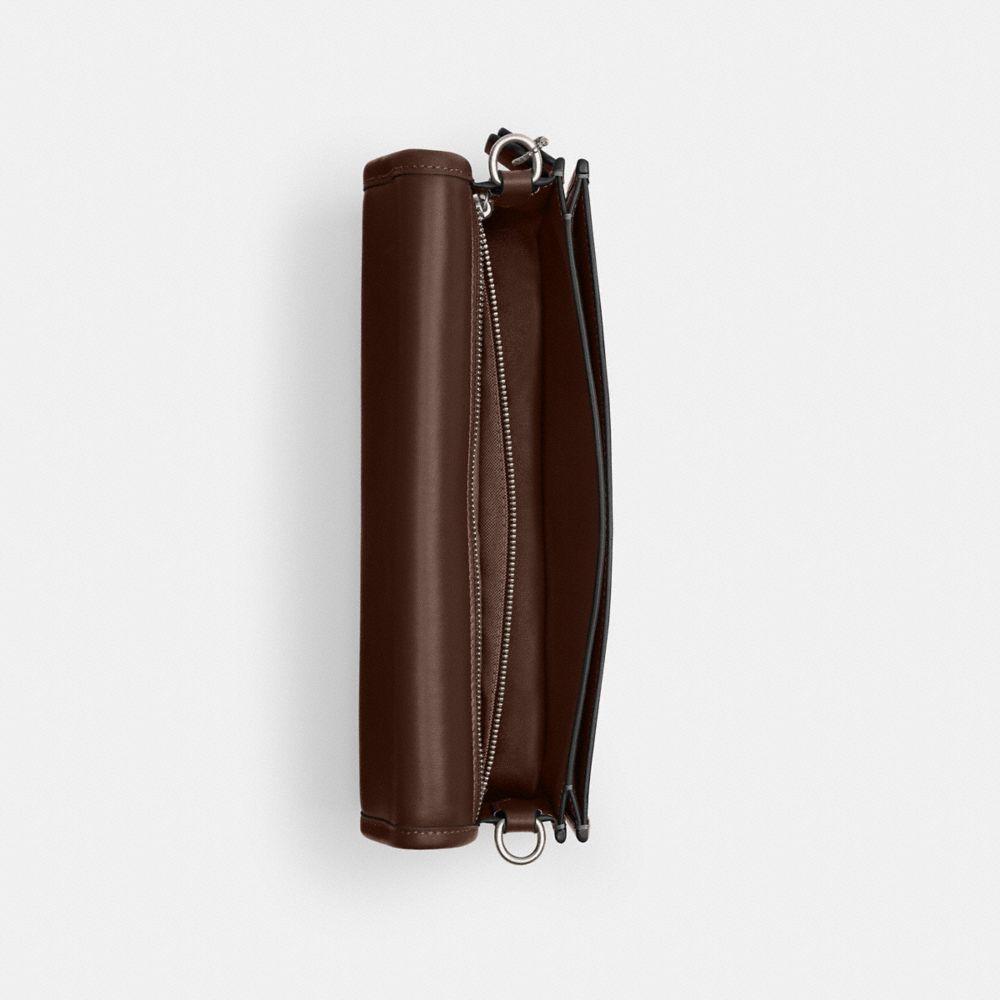 COACH®,Dinky Bag,Leather,Shoulder Bag,Logo,Pen Holder,Gold Metal,Casual,Day Party,Brown,Inside View,Top View