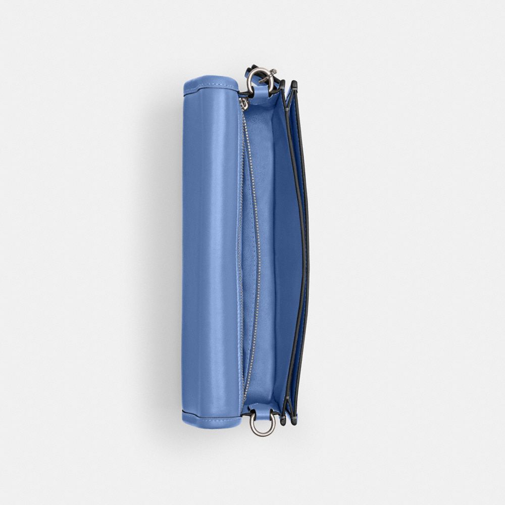 COACH®,SAC DINKY,Cuir lisse,Argent/Bleu brume,Inside View,Top View