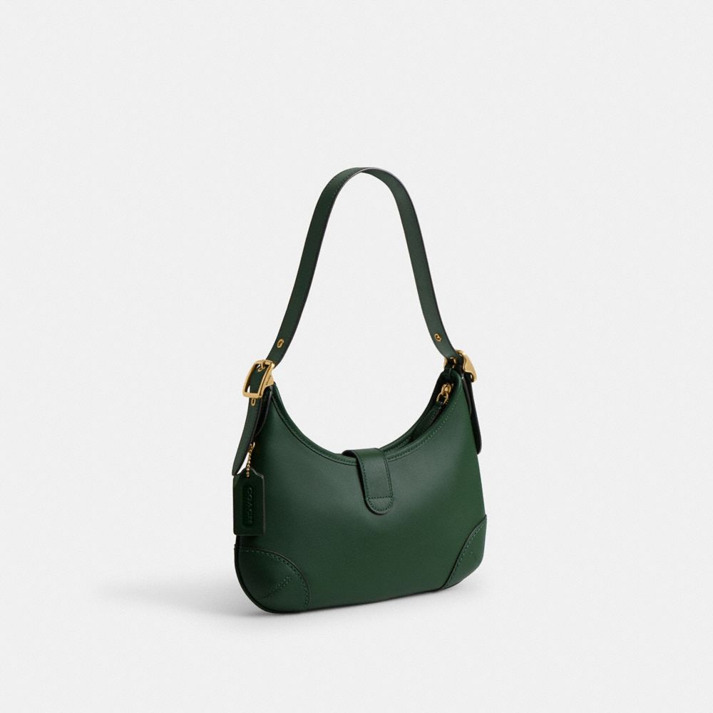 Shop Coach Hamptons Hobo In Brass/hunter Green