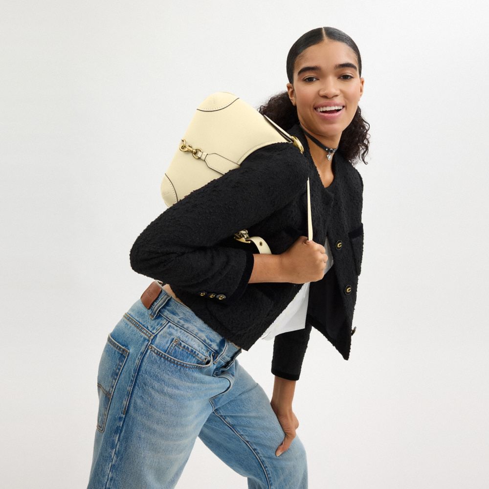 COACH®,Hamptons Hobo Bag,Leather,Shoulder Bag,Embossed,Metal,Logo,Adjustable,Silver Metal,Casual,,Detail View