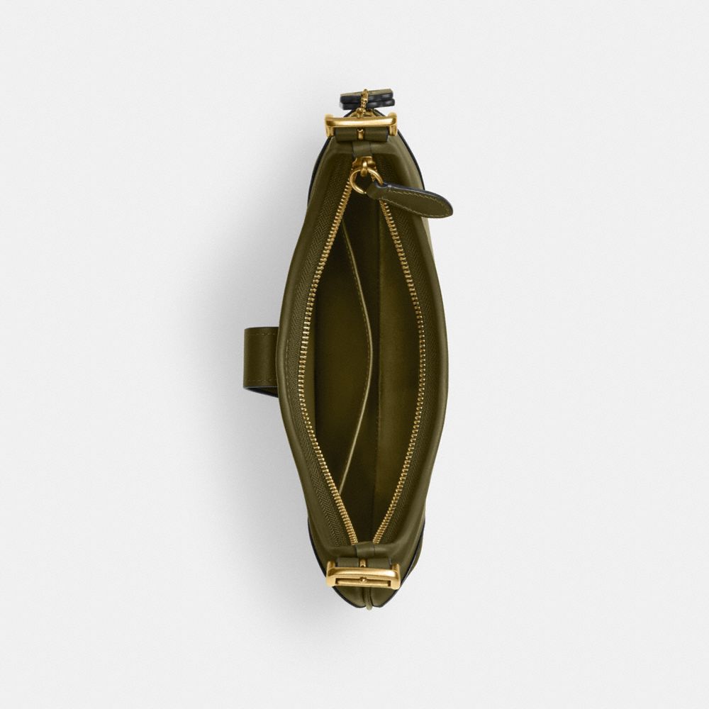 COACH®,SAC HOBO HAMPTONS,Cuir lisse,OLIVE/LAITON,Inside View,Top View