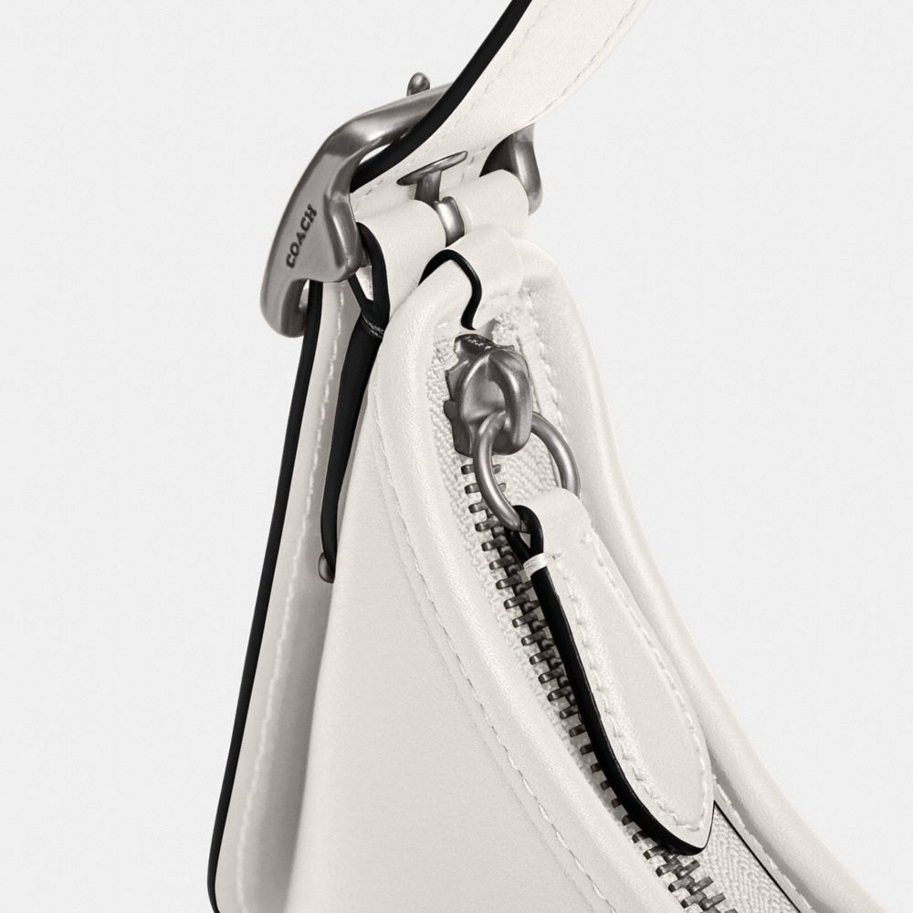 COACH®,Hamptons Hobo Bag,Leather,Shoulder Bag,Metal,Logo,Embossed,Adjustable,Silver Metal,Casual,White,Closer View