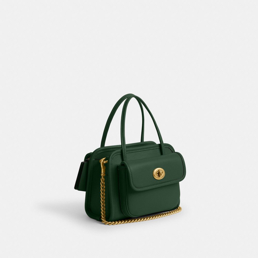 COACH®,Safari Bag,Leather,Crossbody,Logo,Brass,Day Party,Work,Casual,,Angle View