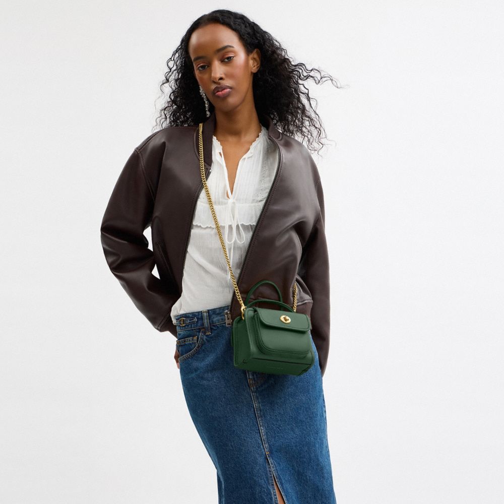 COACH®,Safari Bag,Leather,Crossbody,Logo,Brass,Day Party,Work,Casual,