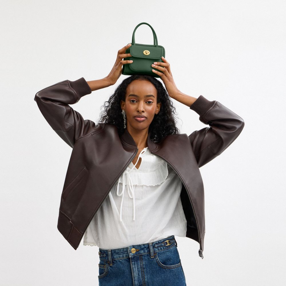 COACH®,Safari Bag,Leather,Crossbody,Logo,Brass,Day Party,Work,Casual,,Detail View