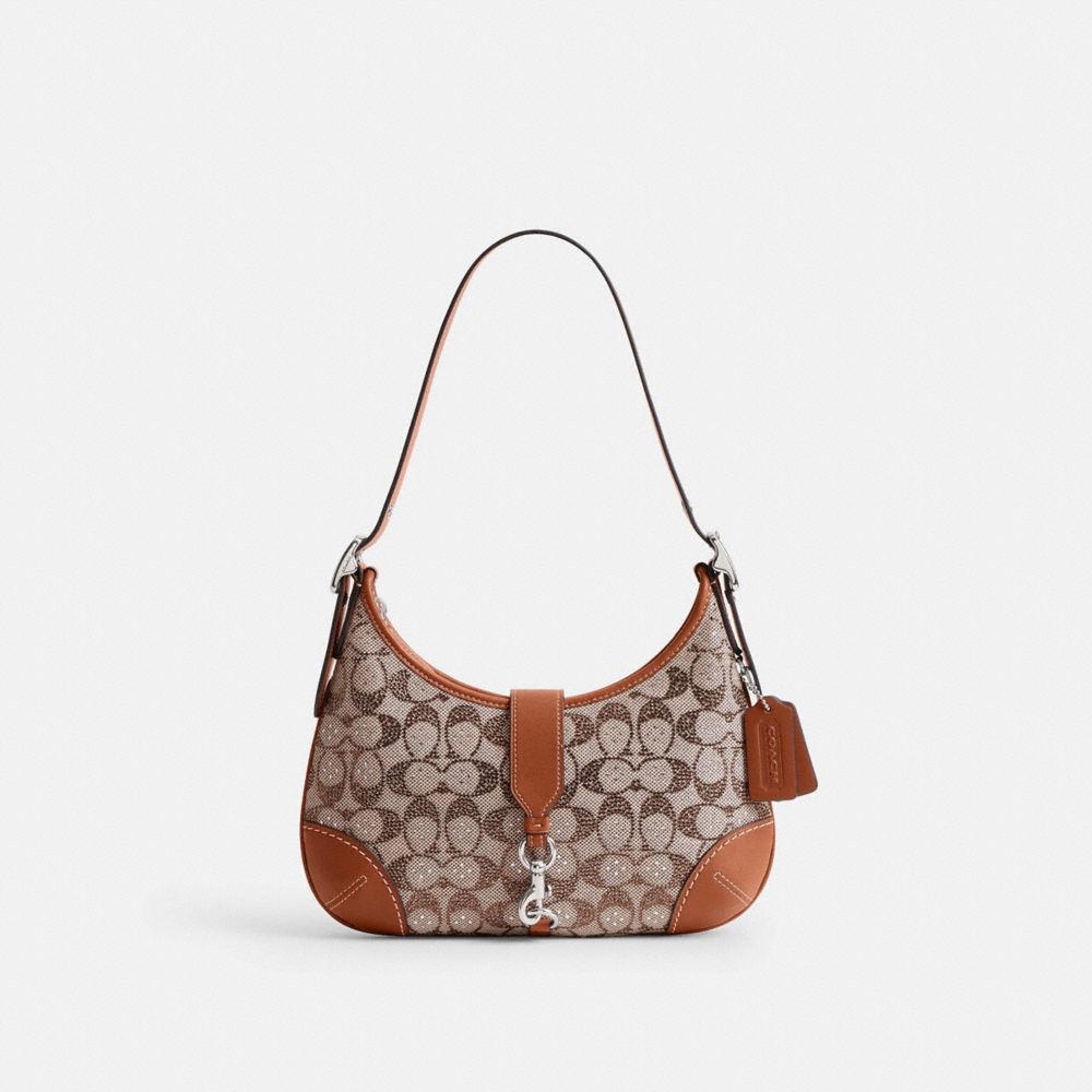 COACH Hamptons Hobo Bag In Crystal Signature Jacquard