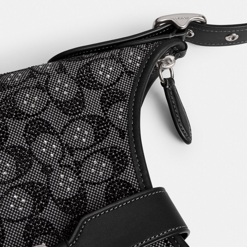 Hamptons Hobo Bag In Crystal Signature Jacquard