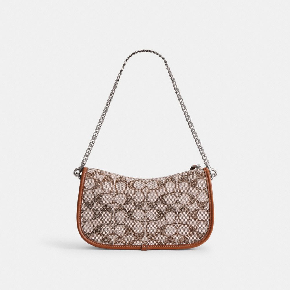 Shop Coach Swinger Aus Signature-jacquard Mit Kristallen In Brown