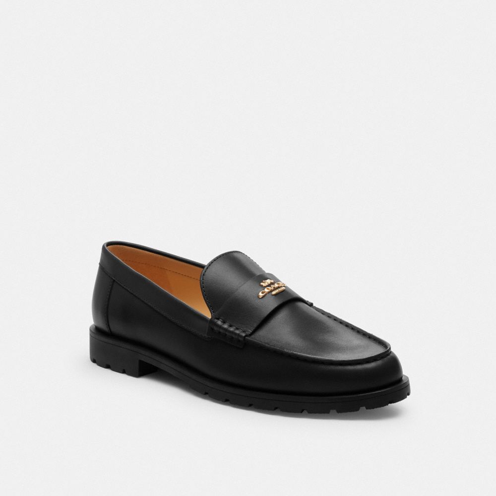 COACH®,Janie Loafer,Rubber,Loafer,Metal,Work,Black,Front View