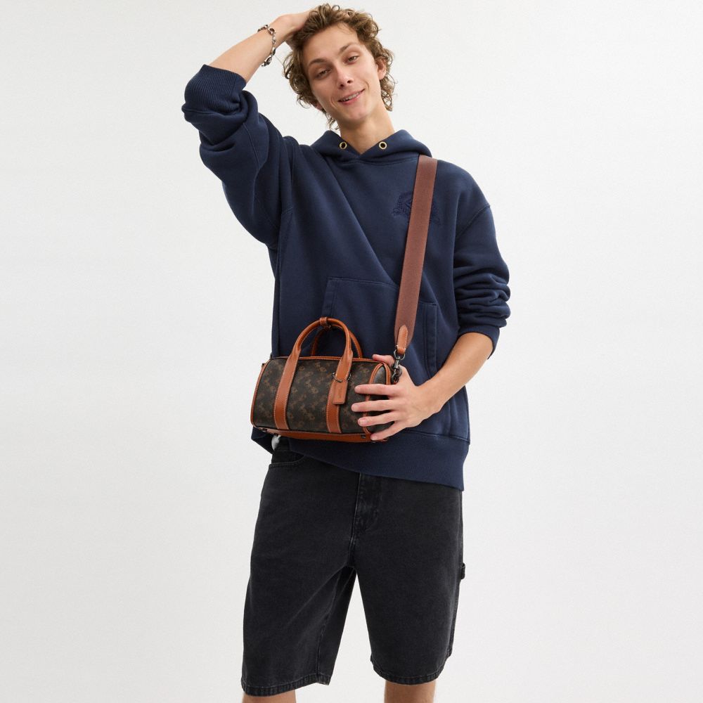 COACH®,Gotham Duffle Bag 24 With Horse And Carriage Print,Barrel Bag,Stitching,Color Block,Casual,Brown,Detail View