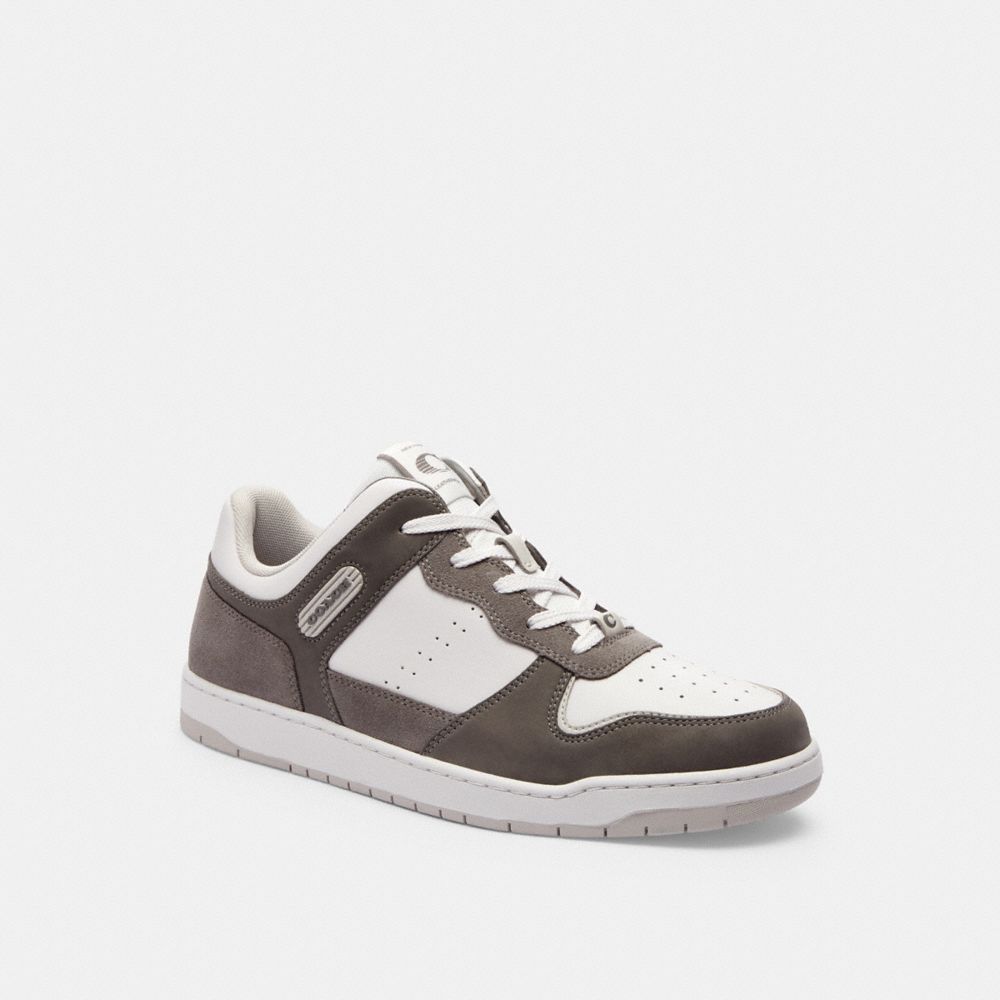 COACH®,C201 Sneaker,Rubber,Casual,Logo,Color Block,Perforated,Traction,Casual,Multi Color,Gray,Front View