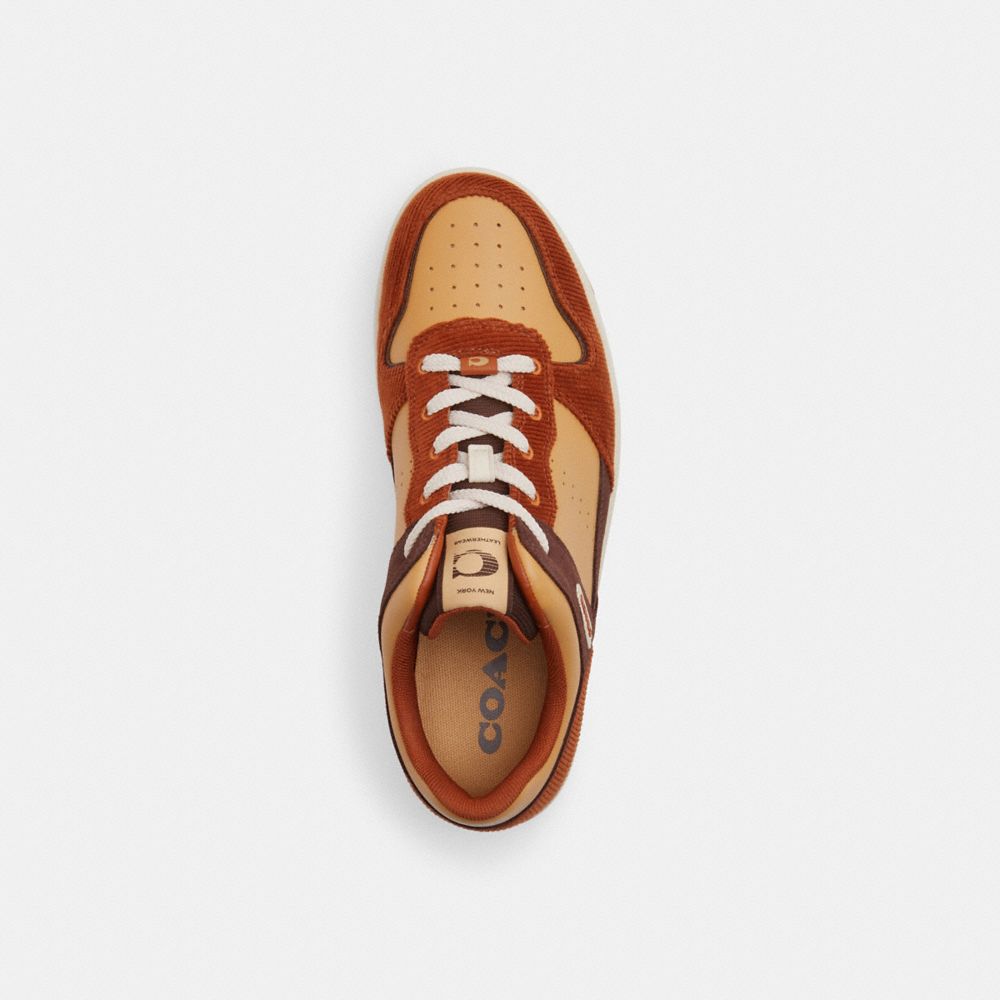 COACH®,C201 Sneaker,Rubber,Casual,Logo,Perforated,Color Block,Traction,Casual,Beige,Multi Color,Inside View,Top View