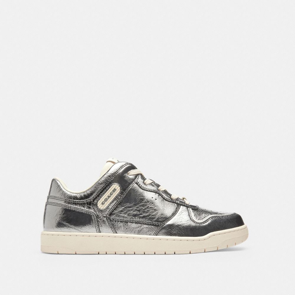COACH®,C201 Sneaker,Rubber,Leather,Casual,Logo,Perforated,Traction,Casual,Multi Color,Angle View