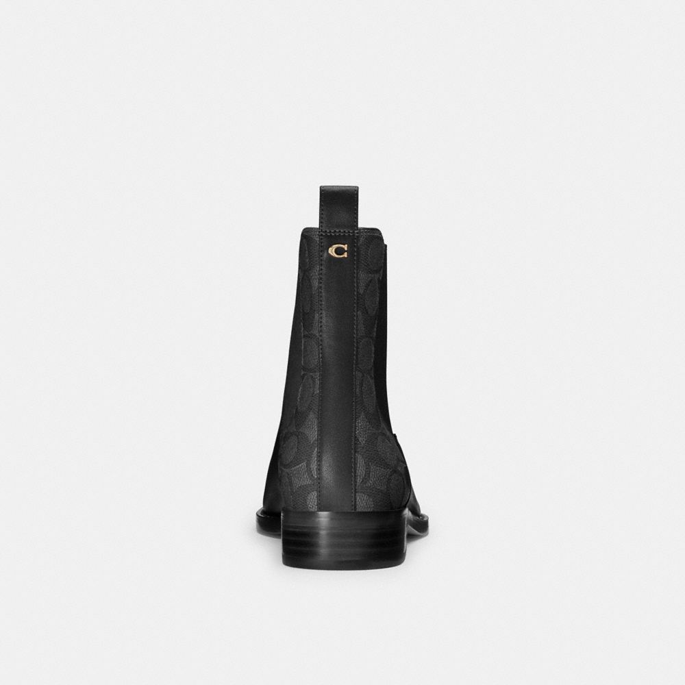 COACH®,Meredith Bootie In Signature Canvas,Rubber,Chelsea Boots,Mixed Media,Pull Tab,Sustainable,Casual,Black,Alternate View