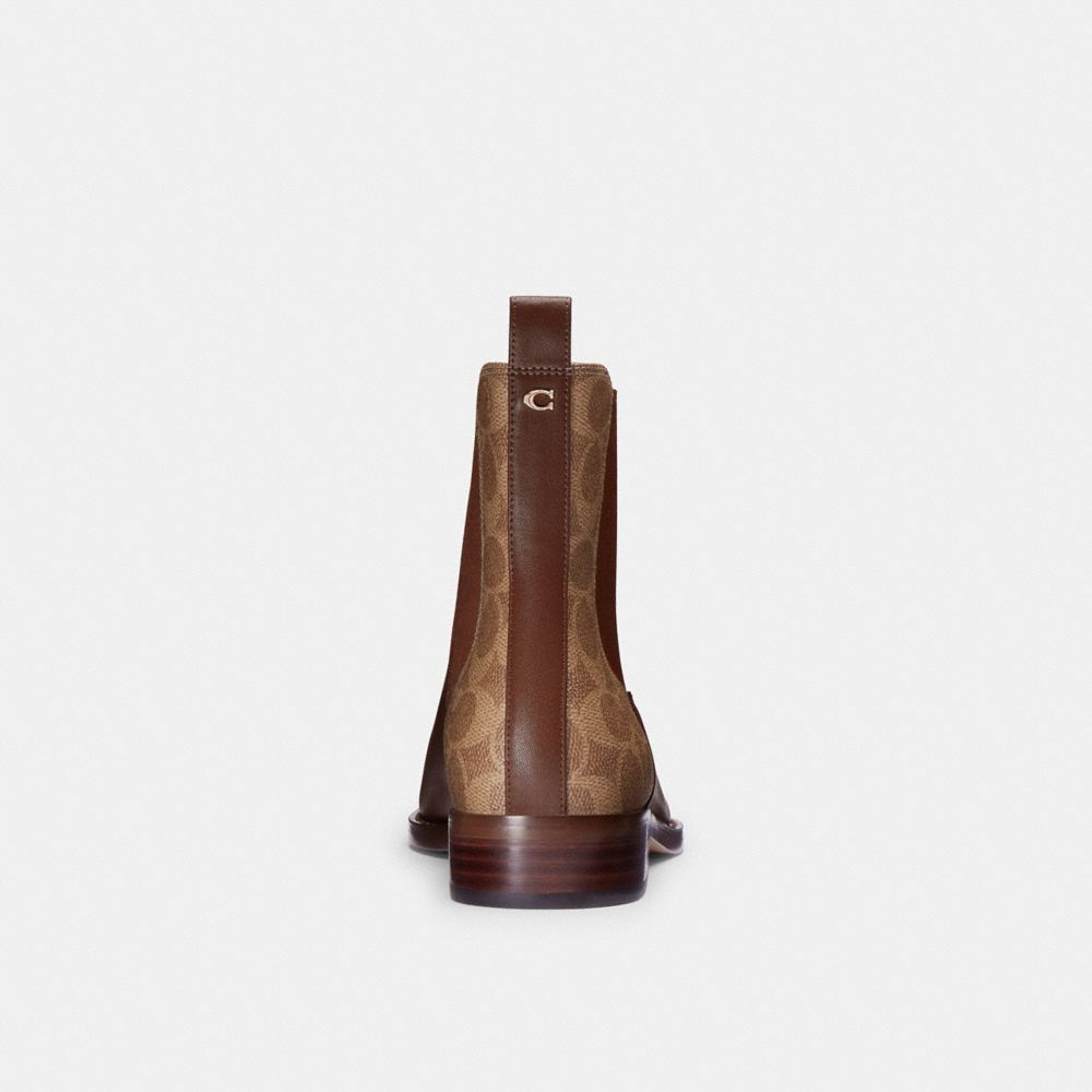 COACH®,Meredith Bootie In Signature Canvas,Rubber,Chelsea Boots,Mixed Media,Sustainable,Pull Tab,Casual,Brown,Alternate View
