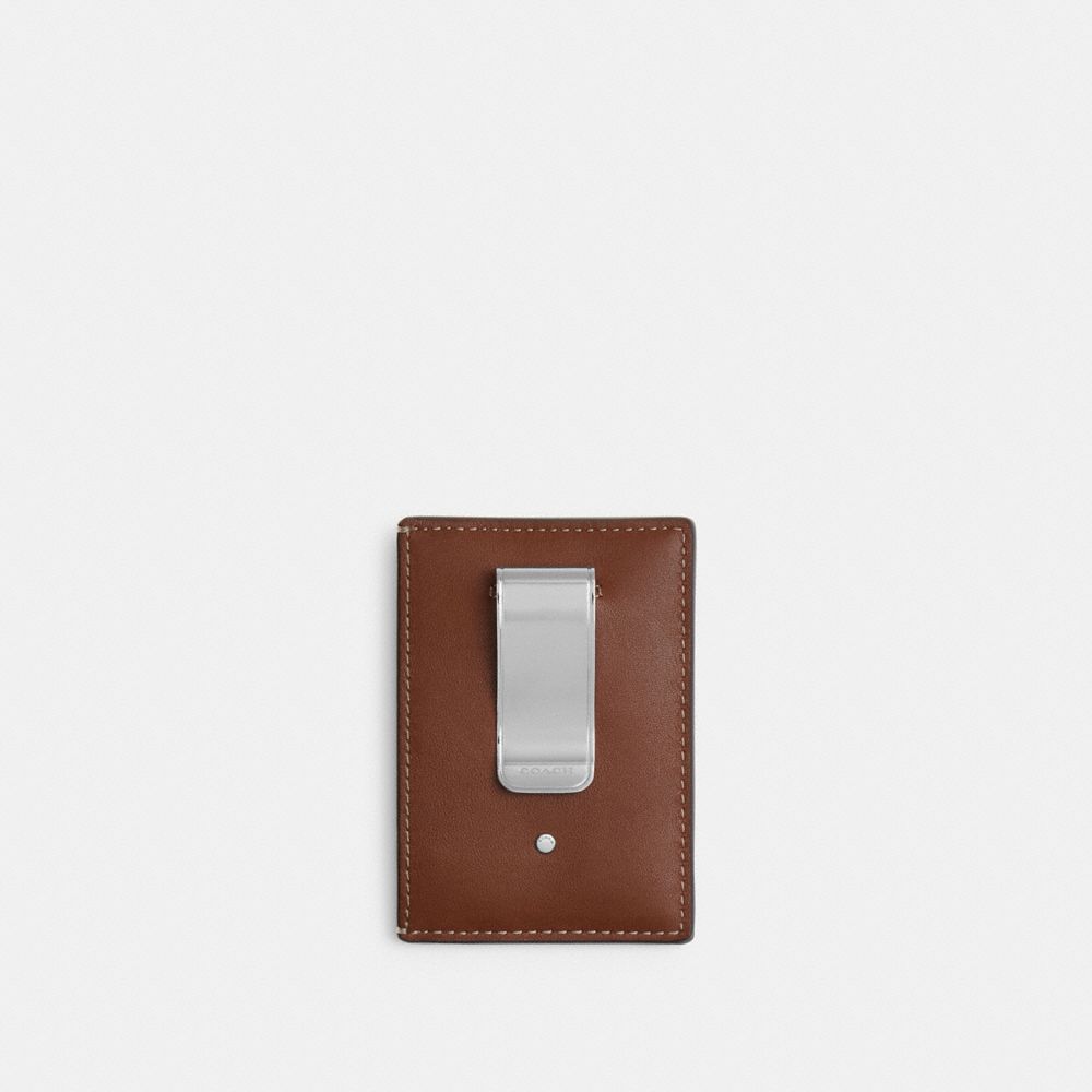 Coach Money Clip Card Case In Redwood